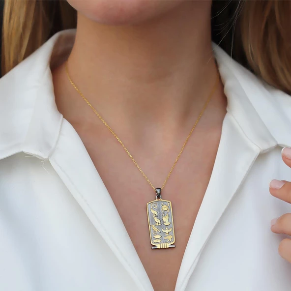 Falvara Oksitli Gold Kaplama Gümüş Kolye ürün görseli 1