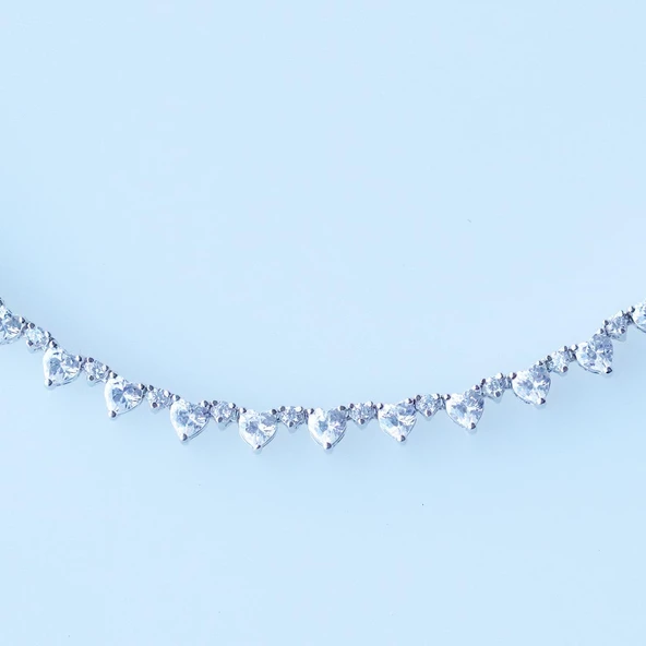 Kalpli Su Yolu Zirkon Taşlı Gümüş Kolye - Resim 5