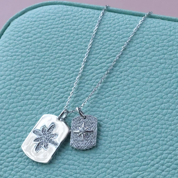 Apm Kutup Yıldızı Taşlı Gümüş Kolye - Resim 4