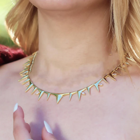 Sun Thorn Gold Kaplama Gümüş Kolye - Resim 2