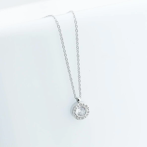 Bvlgr Modeli Zirkon Taşlı Gümüş Kolye - Resim 2