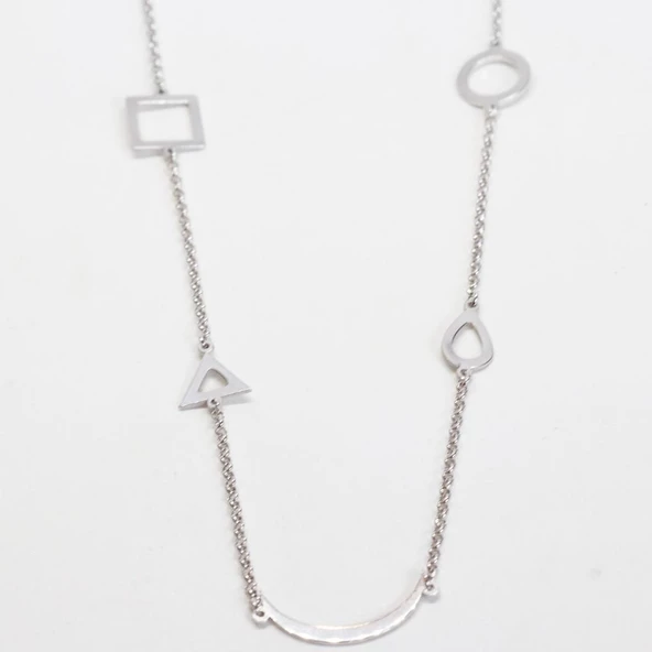 Geometrik Şekilli Gümüş Kolye - Resim 4