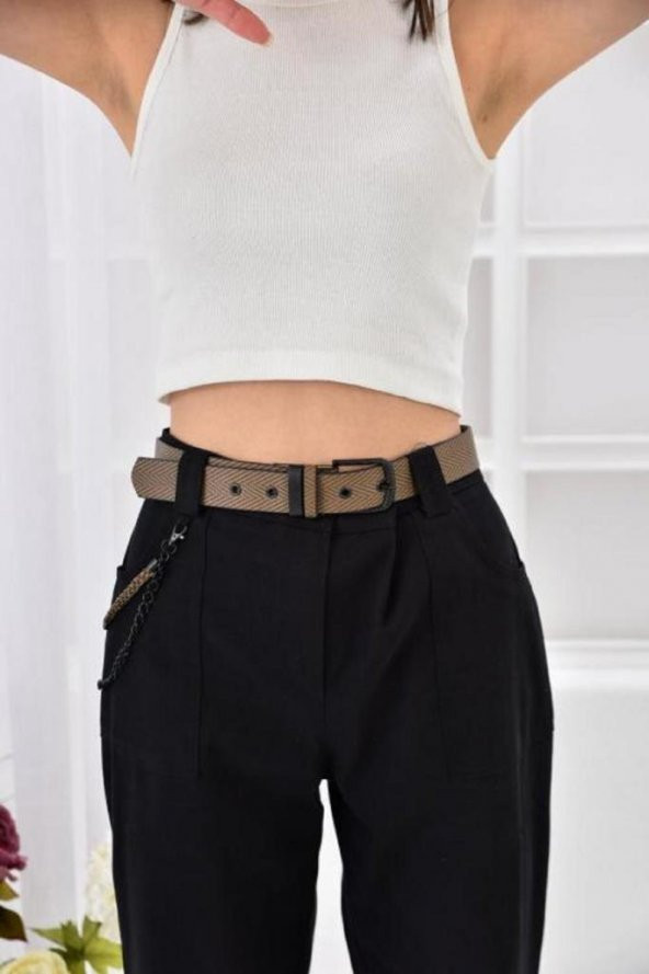 Kemerli ve Önden Cepli Paça Lastikli Siyah Kadın Kargo Pantolon - 4