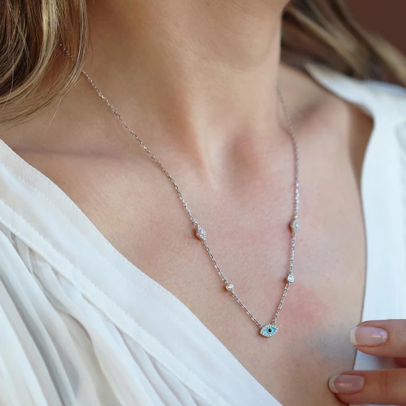 Mine İşli Göz Trend Gümüş Kolye ürün görseli 1