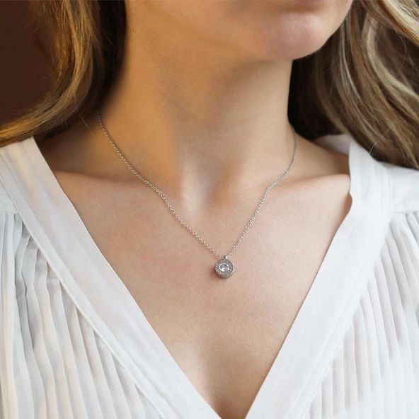 Bvlgr Modeli Zirkon Taşlı Gümüş Kolye ürün görseli 1