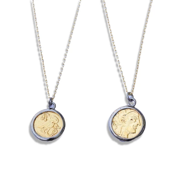 Antik Para Gold Kaplama Gümüş Kolye - Resim 4