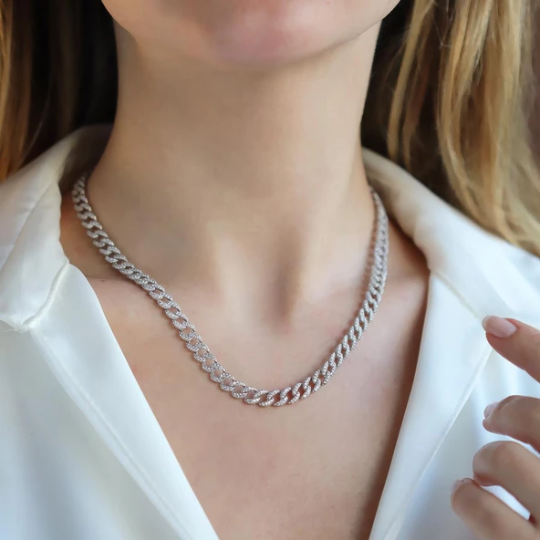 Gurmet Modeli Taşlı 6mm Kolye - 4
