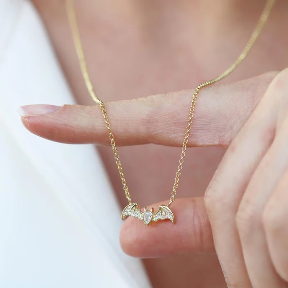 Batman Gold Kaplama Asansörlü Gümüş Kolye - Resim 2