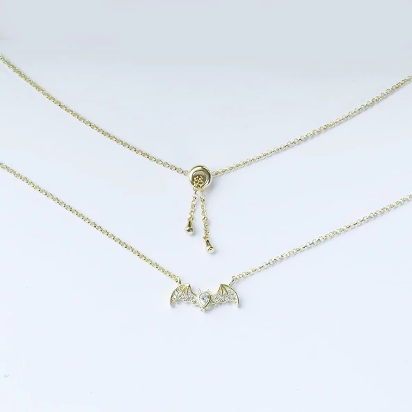 Batman Gold Kaplama Asansörlü Gümüş Kolye - Resim 5