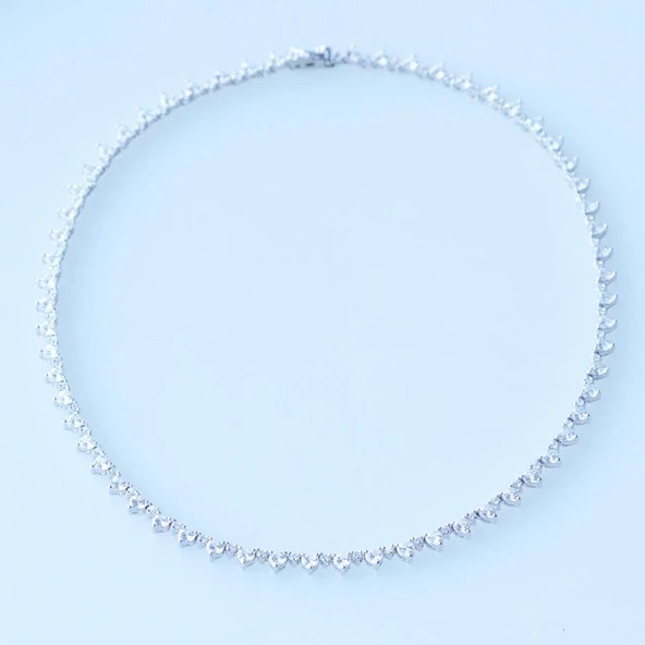 Kalpli Su Yolu Zirkon Taşlı Gümüş Kolye - Resim 2