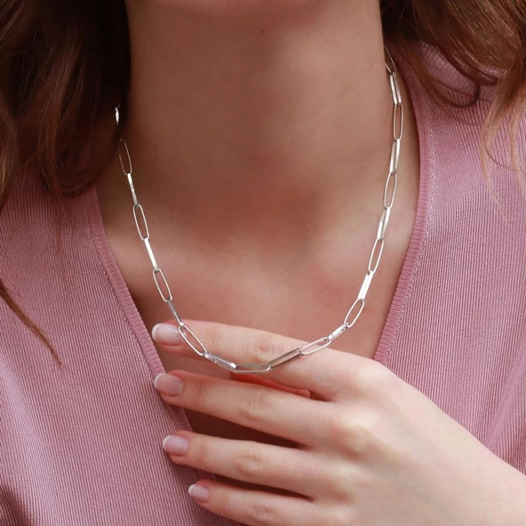 Trend Geçme Gümüş Zincir - Resim 3