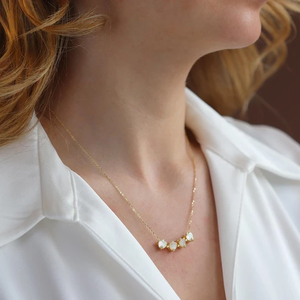 Sedefli Gold Kaplama Aşk ve Şans Kolyesi - Resim 4