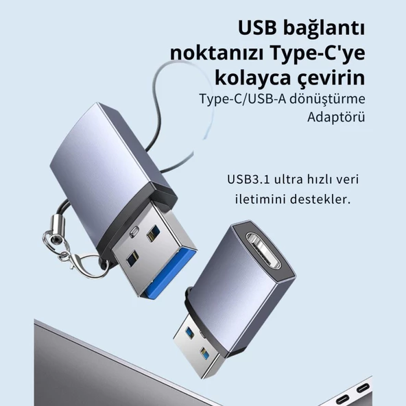 Polham Jazos USB 3.1 To Type-C OTG Dönüştürücü Adaptör, 10 Gbps Veri Aktarım, Mini Type C Çevirici - 2