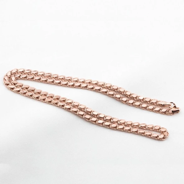 Rose Gold Kaplama 925 Ayar Gümüş Köstek Zincir - Resim 2