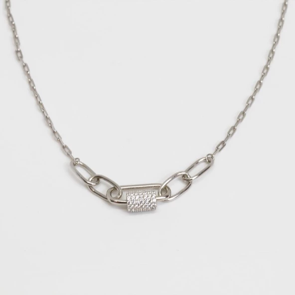 Önden Klipsli 925 Ayar Gümüş Kolye - Resim 5