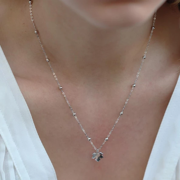 Kar Tanesi Gümüş Kolye - Resim 3