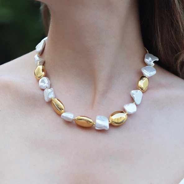 Barok İnci Gümüş Kolye - Resim 4