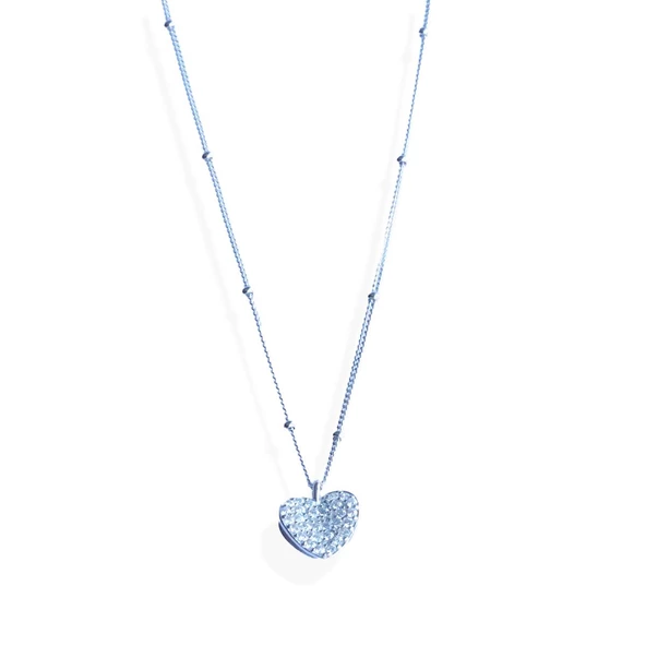 Kalp Zirkon Taşlı Trend Gümüş Kolye - Resim 4