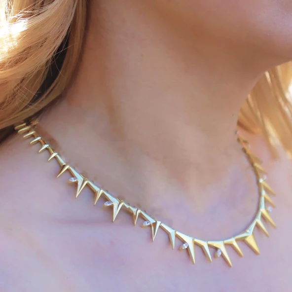 Sun Thorn Gold Kaplama Gümüş Kolye - Resim 3