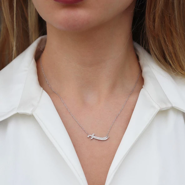 Kılıç Zirkon Taşlı Gümüş Kolye ürün görseli 1