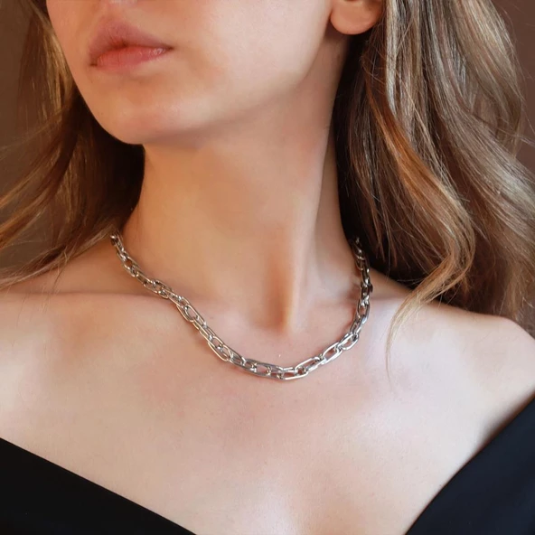 Tif Model Gümüş Zincir Kolye ürün görseli 1