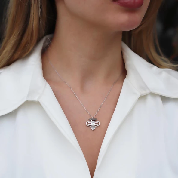 Taşlı 925 Ayar Gümüş Serenay Kolyesi ürün görseli 1