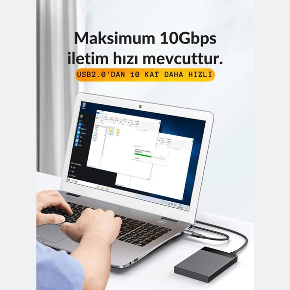 Polham Jazos USB 3.1 To Type-C OTG Dönüştürücü Adaptör, 10 Gbps Veri Aktarım, Mini Type C Çevirici - 3