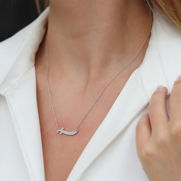 Kılıç Zirkon Taşlı Gümüş Kolye - Resim 2