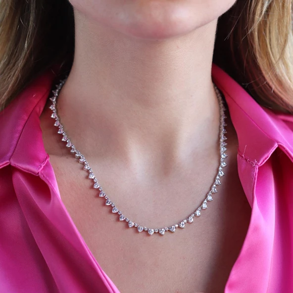 Kalpli Su Yolu Zirkon Taşlı Gümüş Kolye - Resim 3