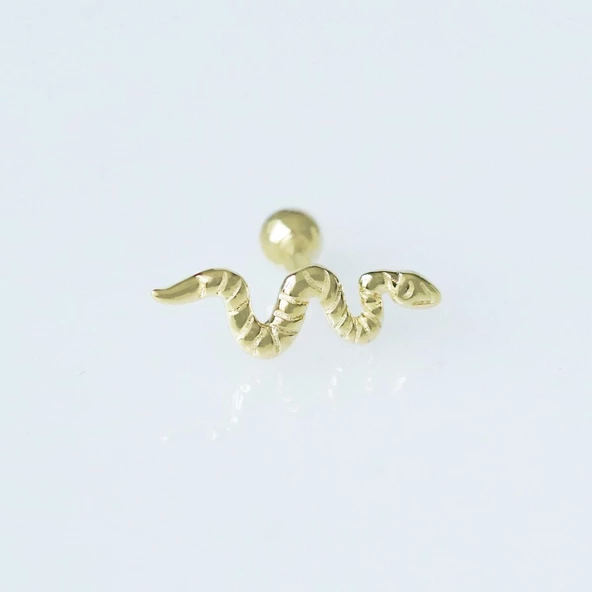 Serpent Modeli Gold Kaplama Gümüş Tragus ürün görseli 1