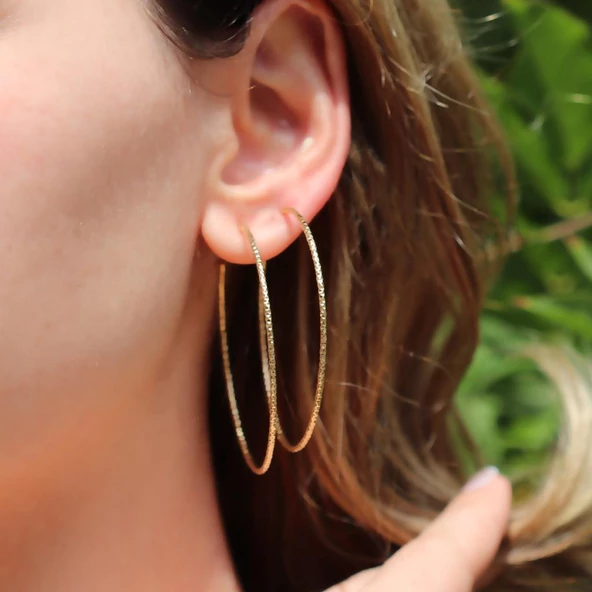 Gold Kaplama Gümüş Halka Küpe ürün görseli 1