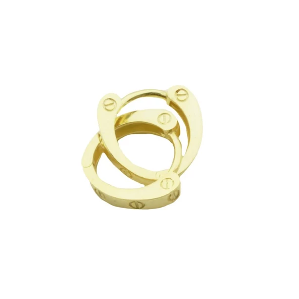Crtr Modeli Gold Kaplama Halka Gümüş Küpe - Resim 2