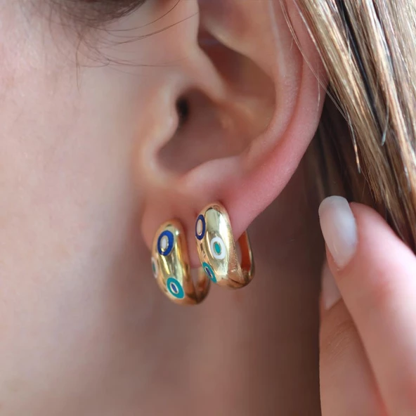 Fortuna Modeli Gold Kaplama Gümüş Küpe - Resim 2