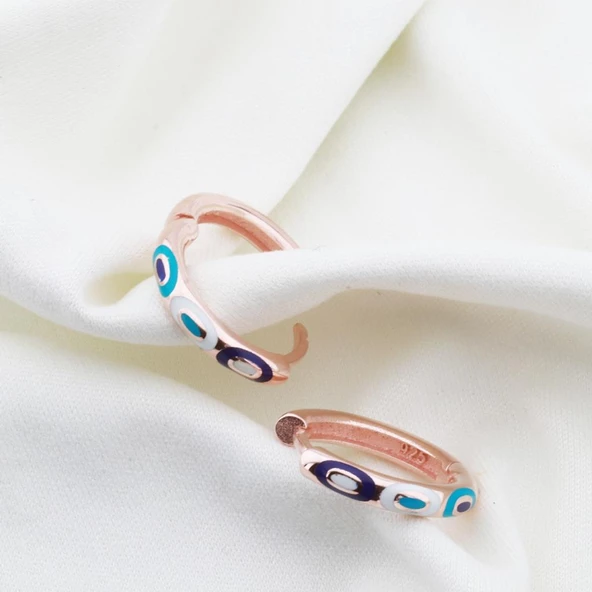 Fortuna Modeli Rose Gold Kaplama Halka Gümüş Küpe - Resim 3