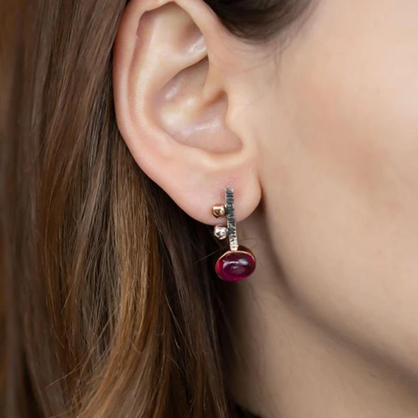 Lal Taşı Otantik Küpe - Resim 2