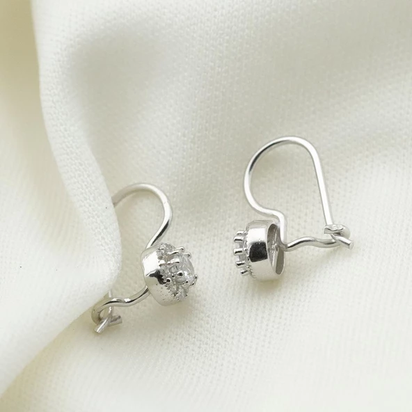 Zirkon Taşlı Gümüş Çocuk Küpesi - Resim 2