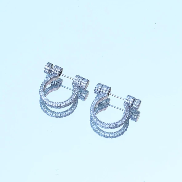 Apm Modeli Krizet Zirkon Taşlı Gümüş Küpe - Resim 2