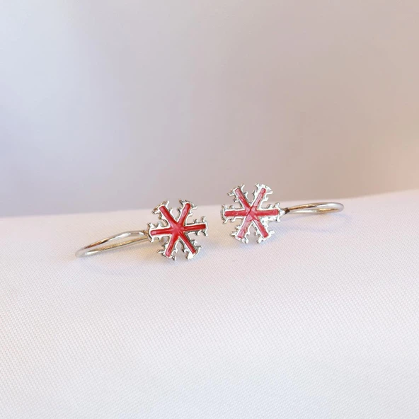 Kar Tanesi Mine İşli Gümüş Çocuk Küpesi - Resim 2