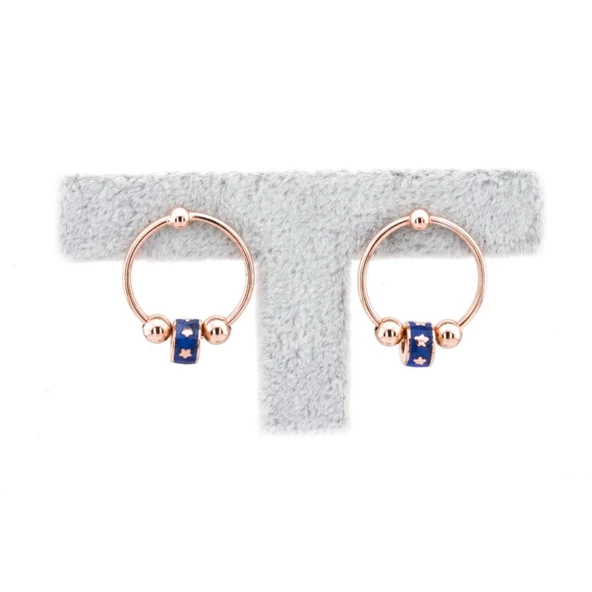 Charmlı Rose Kaplama Gümüş Küpe - Resim 2