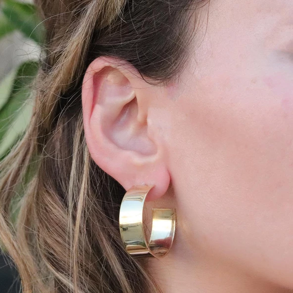 Gold Kaplama Gümüş Halka Küpe ürün görseli 1