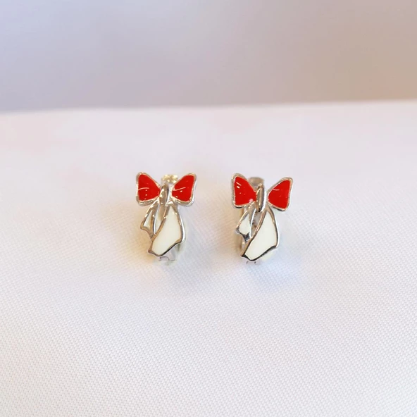 Mine İşli Fiyonk Gümüş Çocuk Küpesi ürün görseli 1