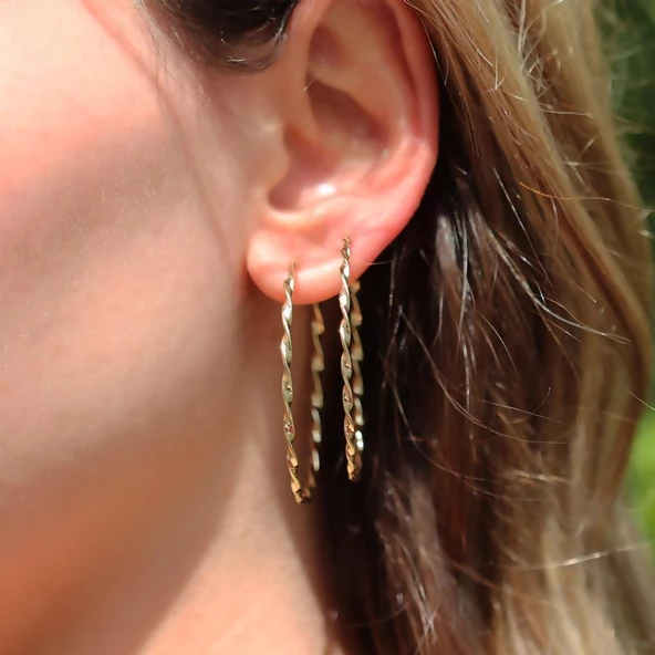 Gold Kaplama Burgu Halka Gümüş Küpe ürün görseli 1