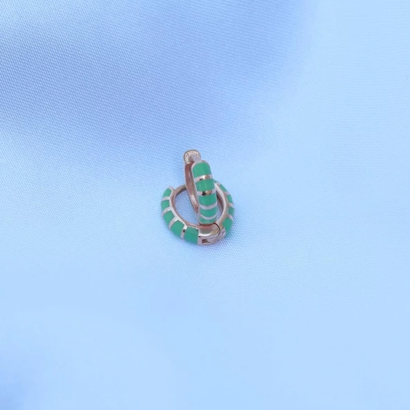 Yeşil Mine İşli Rose Gold Kaplama Gümüş Küpe ürün görseli 1