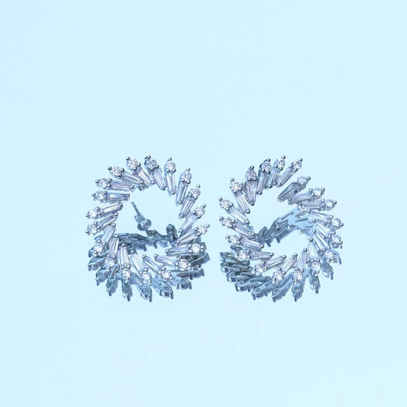 Baget Taşlı Gümüş küpe - Resim 4