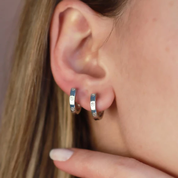 Crtr Modeli Halka Gümüş Küpe - Resim 2