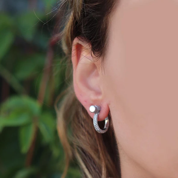 Apm Modeli Krizet Zirkon Taşlı Gümüş Küpe - Resim 4