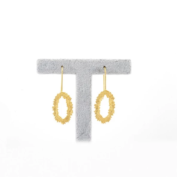 Gümüş Üzeri Altın Kaplama El İşi Otantik Küpe - Resim 2