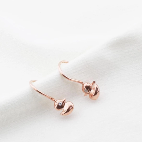 Ördek Figürlü Rose Gold Kaplama Zirkon Taşlı Çocuk Küpesi ürün görseli 1