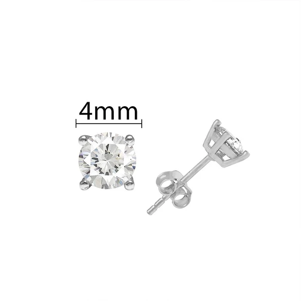 925 Ayar Gümüş Tektaş Küpe - 2