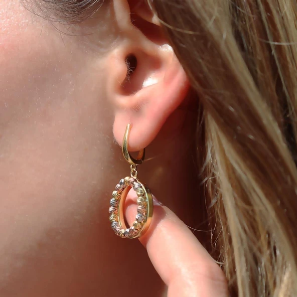 Gold Kaplama Dorika Gümüş Küpe ürün görseli 1